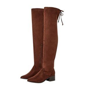 NIB JUSTFAB HANNAH OVER-THE-KNEE FLAT BOOTS (BROWN)